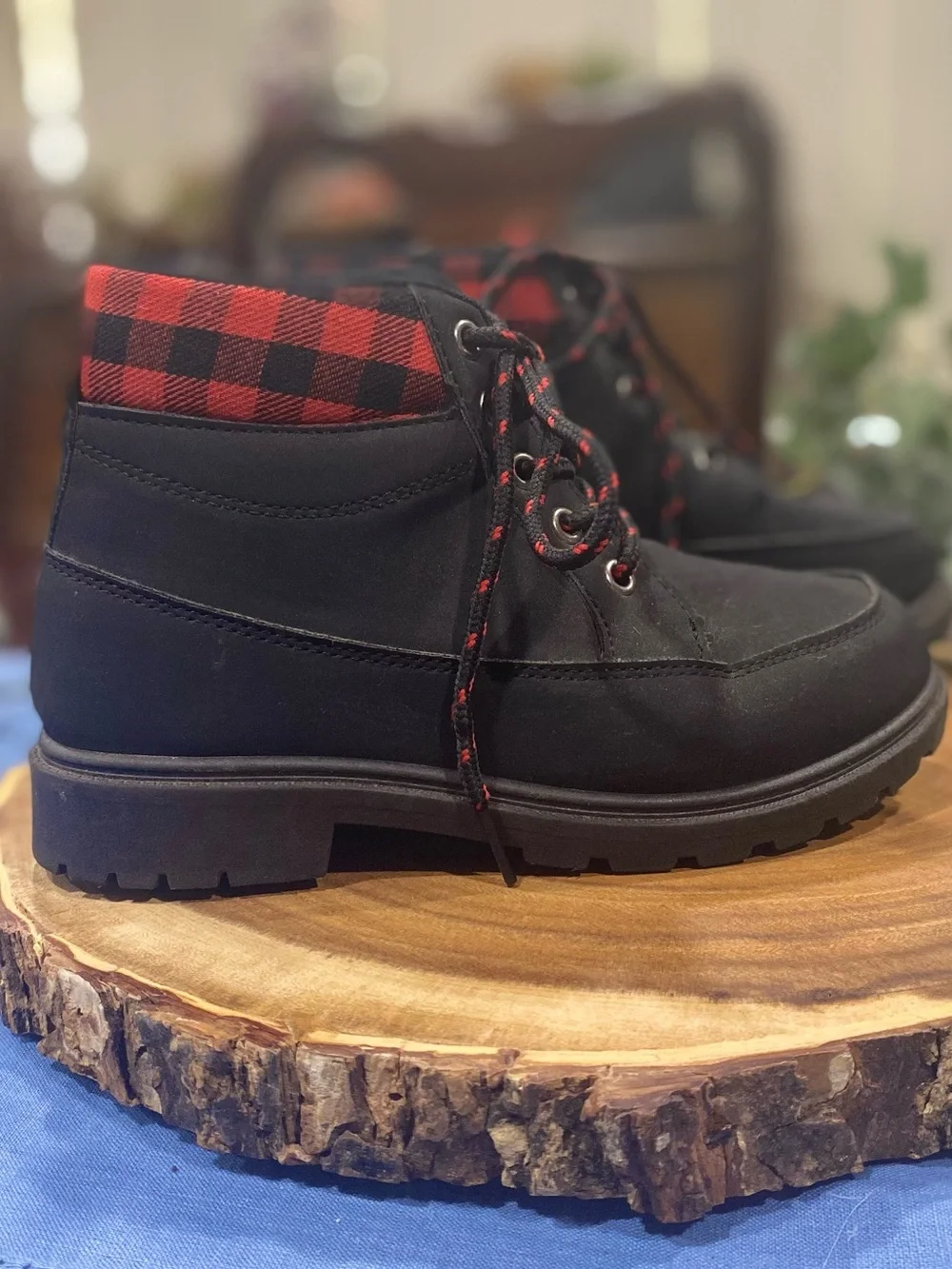 Portland Boot Company Boy’s Red and Black Buffalo Check Work Boot Size 13